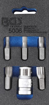 Conjunto de pontas para chave de fendas | Entrada de sextavado externo 10 mm (3/8") | Dente interno polivalente (para XZN) | 6 peças 