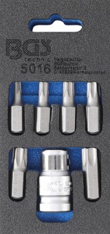 Conjunto de pontas para chave de fendas | Entrada de sextavado externo 10 mm (3/8") | Perfil T (para Torx) | 7 peças 
