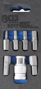 Conjunto de pontas para chave de fendas | Entrada de sextavado externo 10 mm (3/8") | Hexágono interno | 7 peças 