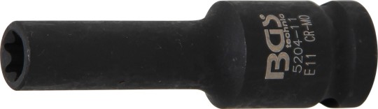 Llave de vaso de impacto E-Torx, larga | entrada 12,5 mm (1/2") | E11 
