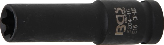 Impact Socket E-Type, deep | 12.5 mm (1/2") Drive | E16 