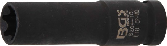 Levegős dugókulcs E-profil, mély | 12,5 mm (1/2") | E18 