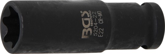 Kraft-Steckschlüssel-Einsatz E-Profil, tief | Antrieb Innenvierkant 12,5 mm (1/2") | SW E22 