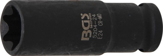 Silová nástrčná hlavice E-profil, prodloužená | 12,5 mm (1/2") | E24 
