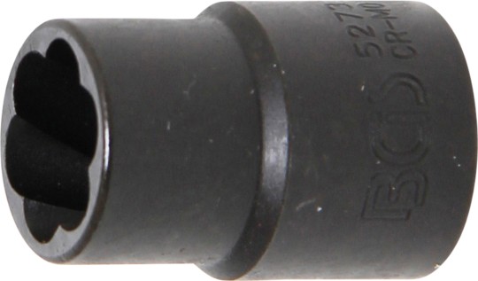 Llave de vaso de perfil en espiral / extractor de tornillos | entrada 10 mm (3/8") | 13 mm 
