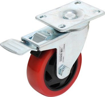 Csuklós kerék fékezhető | piros/fekete | Ø 100 mm 