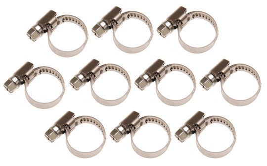 Hose Clamps | Stainless | 10 x 16 mm | 10 pcs. 
