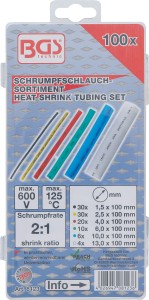 Schrumpfschlauch-Sortiment | farbig | 100-tlg. 