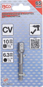 Adapter für Bohrmaschinen | Antrieb Außensechskant 6,3 mm (1/4") / Abtrieb Außenvierkant 10 mm (3/8") 