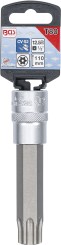 Punta de vaso | longitud 110 mm | entrada 12,5 mm (1/2") | perfil en T (para Torx) con perforación T80 