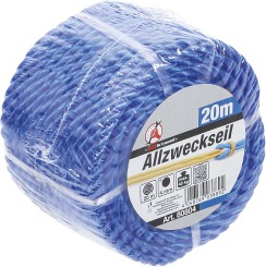 Műanyag kötél / univerzális kötél | 4 mm x 20 m | kék 
