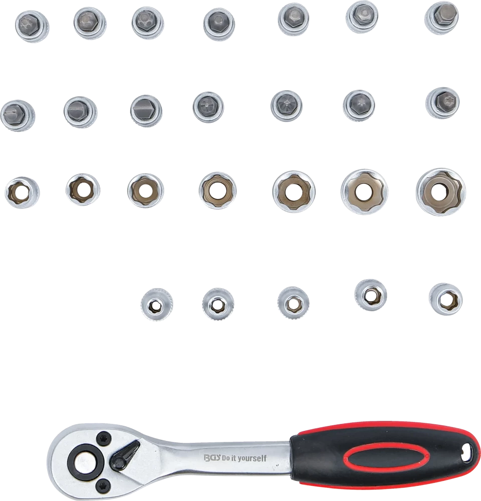 Dugókulcskészlet | 6,3 mm (1/4") | 4 - 13 mm | 27 darabos