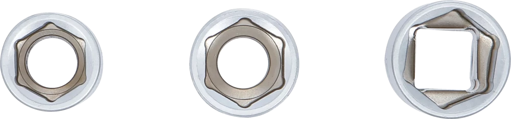 Conjunto de encaixes para chaves de caixa | Entrada 12,5 mm (1/2") | 15 - 17 - 19 mm | 3 peças 