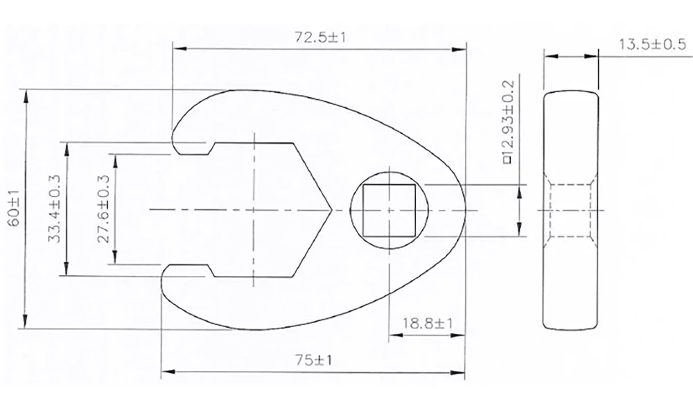 Hollanderkulcs | 12,5 mm (1/2") | 33 mm