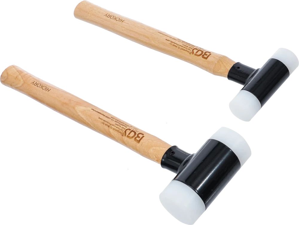 Műanyag kalapács készlet | Hickory nyéllel | visszaütésmentes | Ø 30 / 45 mm | 300 / 550 g | 2 darabos