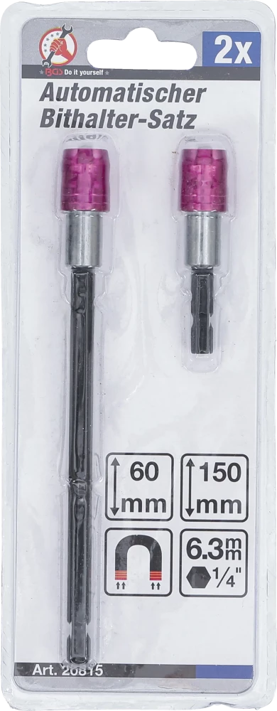Automatikus behajtófejtartó-készlet | belső hatszögletű kihajtófej 6,3 mm (1/4") | 60 / 150 mm | 2 darabos
