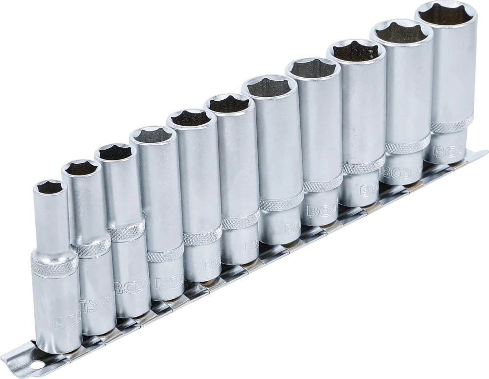 Dugókulcskészlet, hatszögletű, mély | 10 mm (3/8") | 8 - 19 mm | 11 darabos