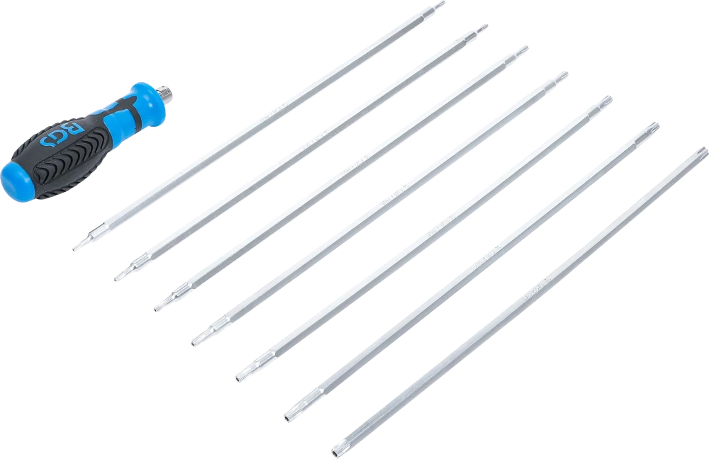 Csavarhúzó készlet cserélhető pengékkel | T-profil (Torx) / T-profil (Torx Plus) furattal | 8 darabos