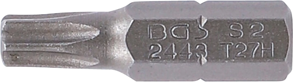 Behajtófej | Hossz 25 mm | Külső hatszögletű 6,3 mm (1/4") | T-profil (Torx) T27 furattal