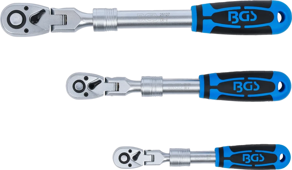 Racsnis kulcs készlet | kihúzható, hajlítható | 6,3 mm (1/4") - 10 mm (3/8") - 12,5 mm (1/2") | 3 darabos