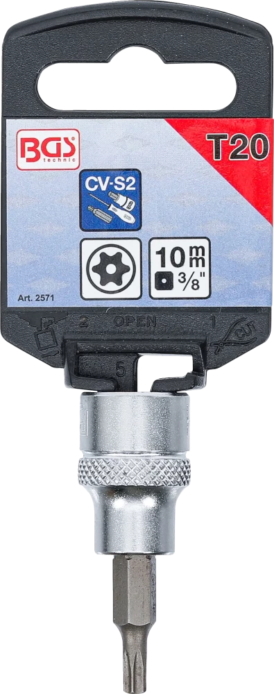 Behajtófej | 10 mm (3/8") | T-profil (Torx) T20 furattal