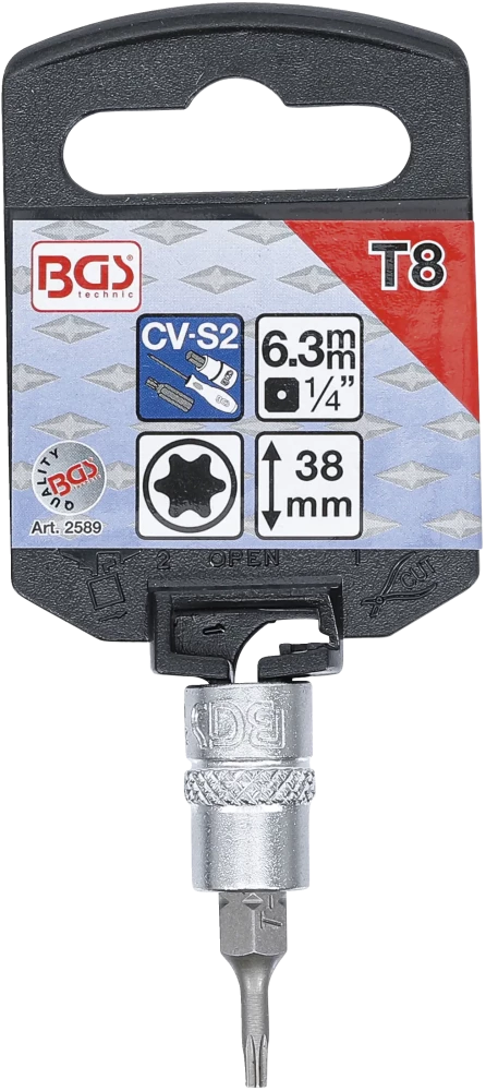 Behajtófej | 6,3 mm (1/4") | T-profil (Torx) T8