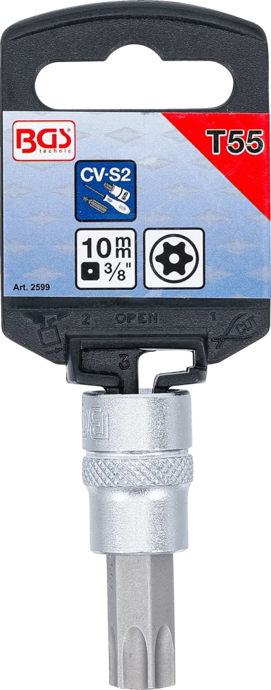 Behajtófej | 10 mm (3/8") | T-profil (Torx) T55 furattal
