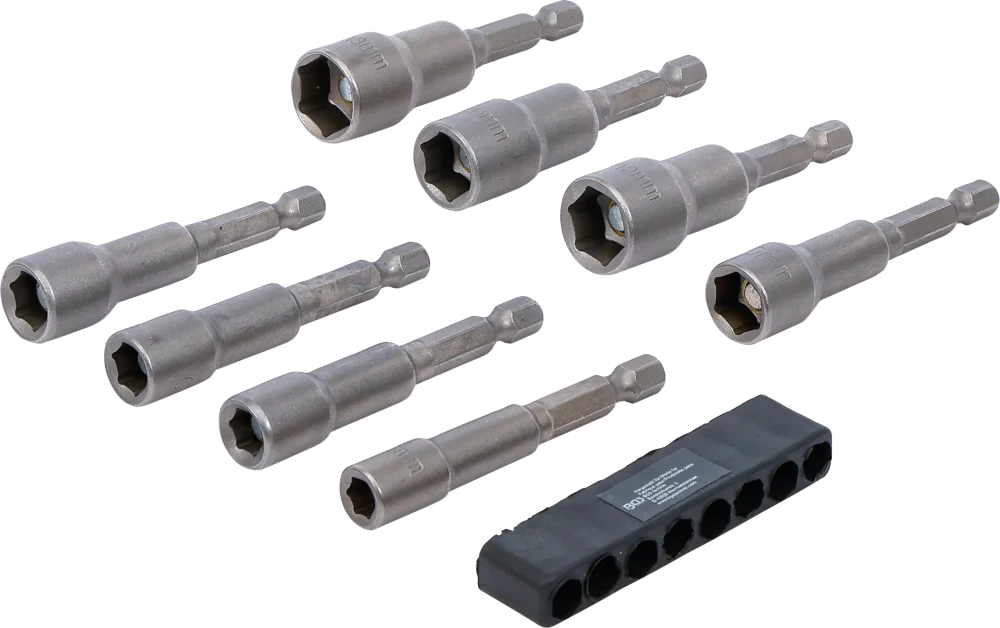 Dugókulcskészlet, hatszögletű | Külső hatszögletű 6,3 mm (1/4") | 6 - 13 mm | 8 darabos