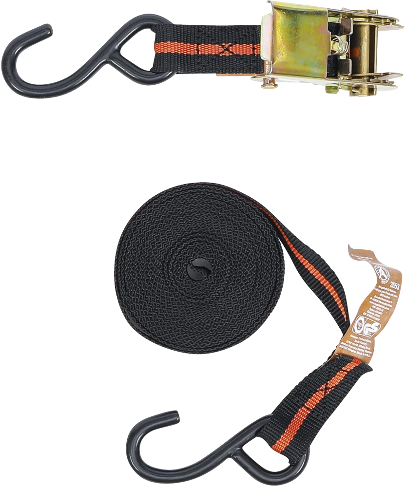 Racsnis rakományrögzítő | 2 nehéz horoggal | 5 m x 24 mm