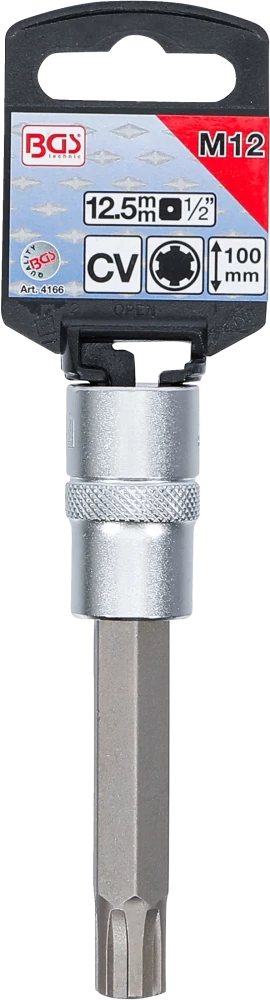Behajtófej | Hossz 100 mm | 12,5 mm (1/2") | Ékprofil (RIBE) M12