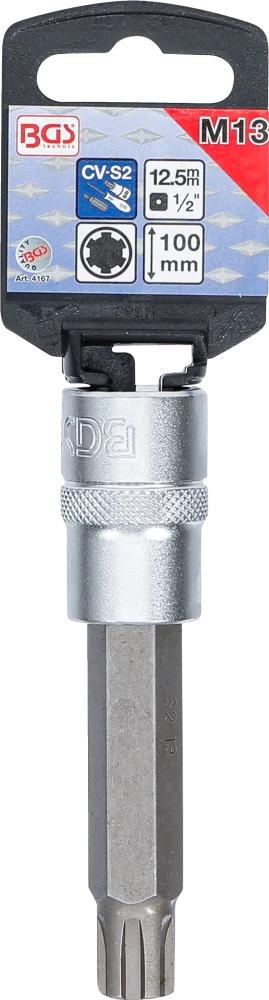 Behajtófej | Hossz 100 mm | 12,5 mm (1/2") | Ékprofil (RIBE) M13