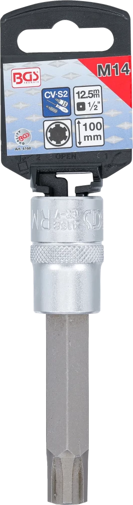 Behajtófej | Hossz 100 mm | 12,5 mm (1/2") | Ékprofil (RIBE) M14