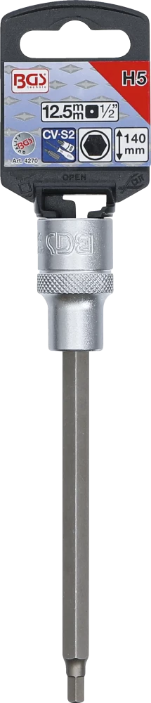 Behajtófej | Hossz 140 mm | 12,5 mm (1/2") | Belső hatszögletű 5 mm