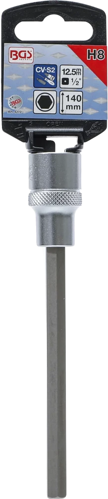 Behajtófej | Hossz 140 mm | 12,5 mm (1/2") | Belső hatszögletű 8 mm