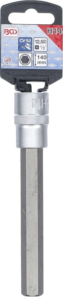 Behajtófej | Hossz 140 mm | 12,5 mm (1/2") | Belső hatszögletű 14 mm