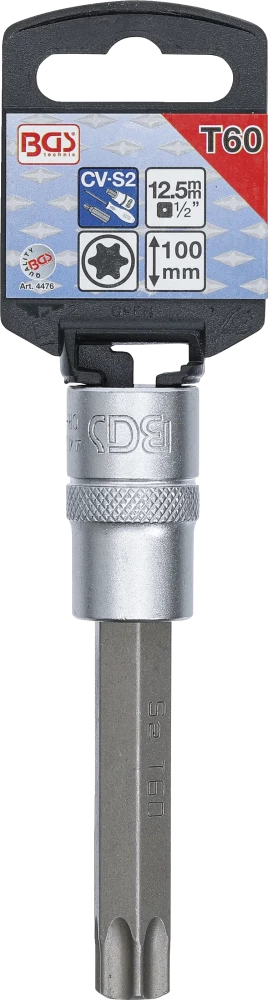 Behajtófej | Hossz 100 mm | 12,5 mm (1/2") | T-profil (Torx) T60
