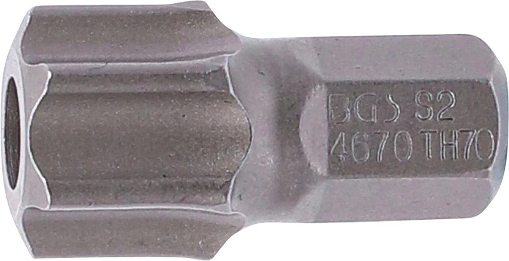 Behajtófej | Hossz 30 mm | Külső hatszögletű 10 mm (3/8") | T-profil (Torx) T70 furattal
