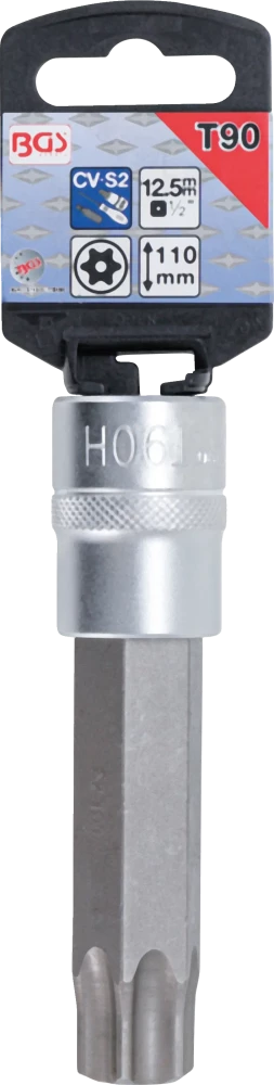 Behajtófej | Hossz 110 mm | 12,5 mm (1/2") | T-profil (Torx) T90 furattal