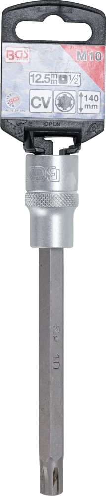 Behajtófej | Hossz 140 mm | 12,5 mm (1/2") | Ékprofil (RIBE) M10