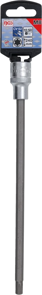 Behajtófej | Hossz 240 mm | 12,5 mm (1/2") | Ékprofil (RIBE) M8