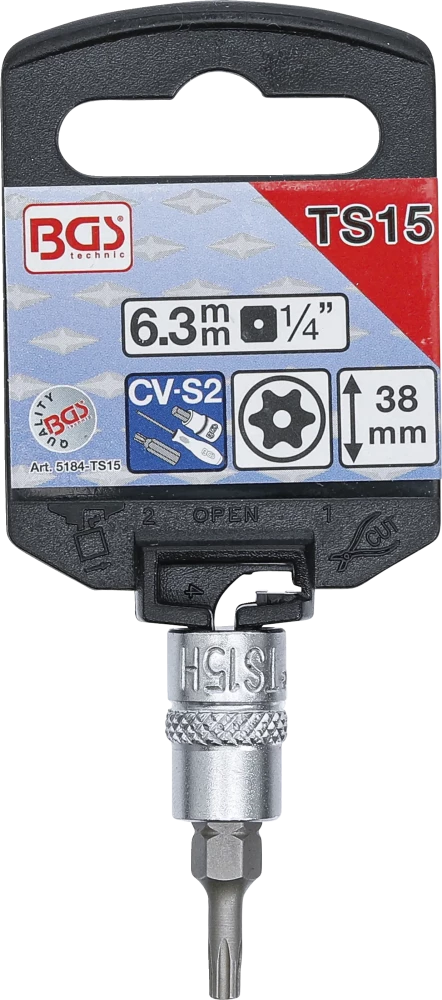 Behajtófej | 6,3 mm (1/4") | TS-profil (Torx Plus) TS15 furattal