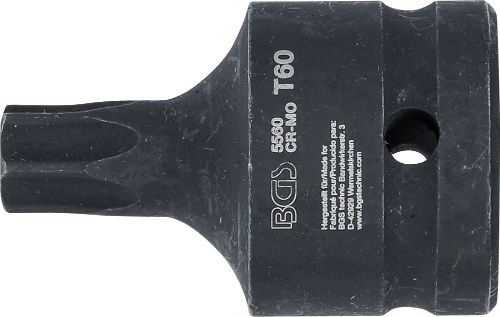 Levegős dugókulcs | Hossz 60 mm | 20 mm (3/4") | T-profil (Torx) T60