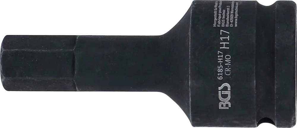 Levegős dugókulcs | Hossz 100 mm | 20 mm (3/4") | Belső hatszögletű 17 mm