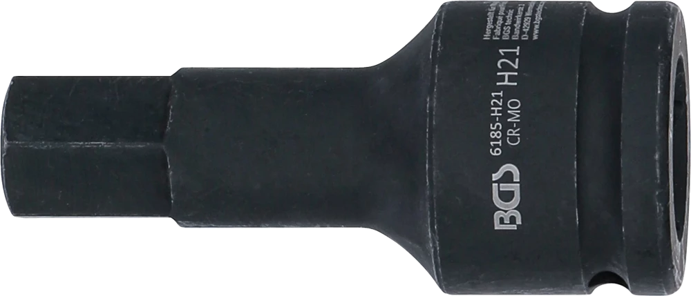 Levegős dugókulcs | Hossz 100 mm | 20 mm (3/4") | Belső hatszögletű 21 mm