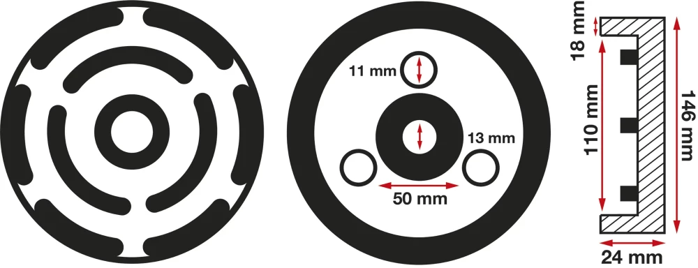 Gumitányér | emelőasztalokhoz | Ø 145 mm