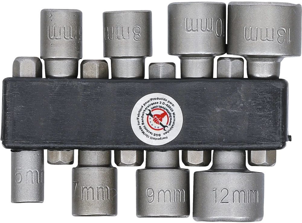 Dugókulcskészlet | külső hatszögletű kulcsnyílású hajtás 6,3 mm (1/4") | 5 - 13 mm | 8 darabos