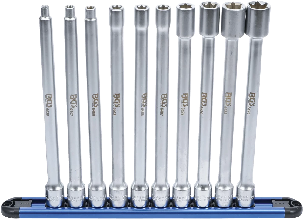 Dugókulcskészlet, E-profil | XXL | 10 mm (3/8") | E6 - E20 | 10 darabos