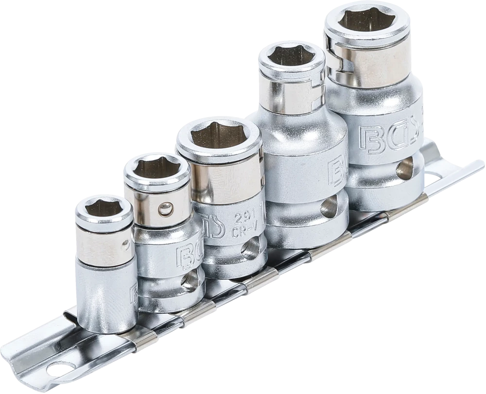 Golyós behajtófej-adapter készlet | Belső négyszögletű kulcsnyílású elem 6,3 mm (1/4") / 10 mm (3/8") / 12,5 mm (1/2") | 5 darabos