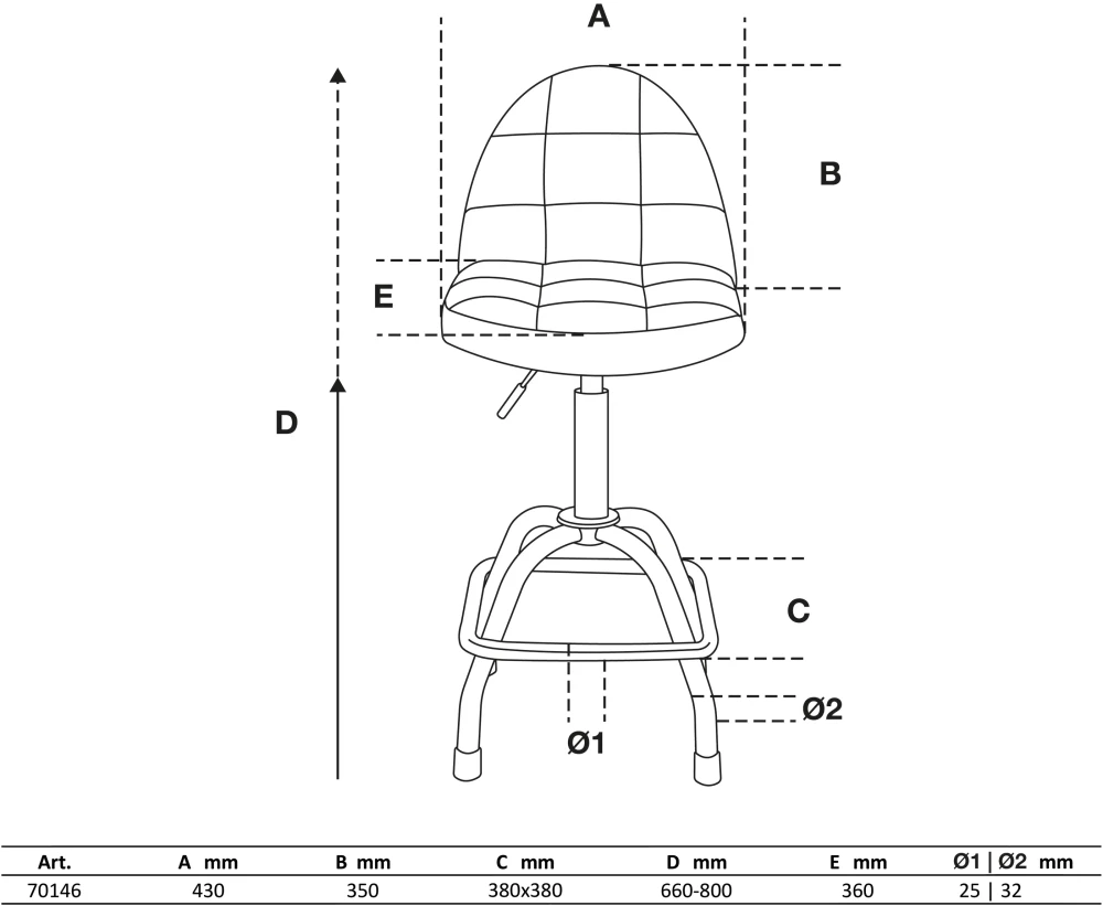 Forgó szerelőszék háttámlával | magasságban állítható