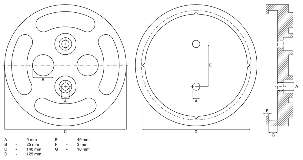 Gumitányér | emelőasztalokhoz | Ø 140 mm
